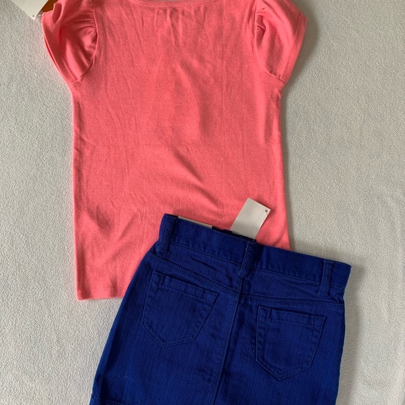 GYMBOREE NWT-GIRLS NAUTICAL SET sailboat top & anchor Skort neon pink/royal blue - Picture 2 of 13